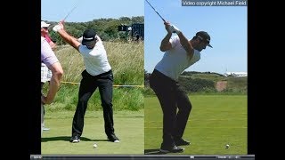 Jon Rahm golf swing  Long Iron faceon amp downtheline July 2017 [upl. by Gnut846]