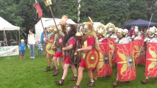 Roman Reenactment at the Amphitheatre in Caerleon Marching In [upl. by Arraik]