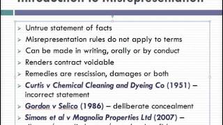 Misrepresentation Lecture 1 of 4 [upl. by Atinor]